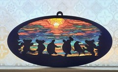 Moondance 8 inch Suncatcher V1 Dancing Bears Terrapins Turtles Deadhead Sunset