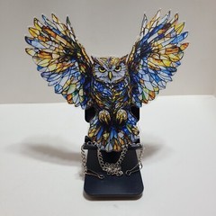 Multi Dimensional Acrylic 2-D Owl Sun catcher 8″w x 7.5″h Two Sided with Chain