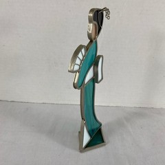 Vintage Japanese Geisha Stained Glass Sun Catcher (suncatcher) With Base 9” Tall