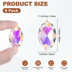 8PCS Crystal Horse Eye Prisms, 38mm/1.5″ Pendant Hanging [AB Color]