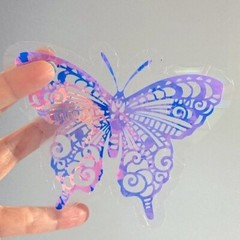 Intricate Iridescent Butterfly Window Cling Sun Catcher Removable Holographic