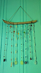 Handmade Beaded Suncatcher Chime on Driftwood Gemstone Crystal Glass and Acrylic