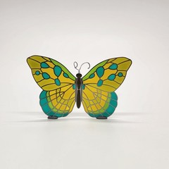 Joan Baker Designs Butterfly Stained Glass Suncatcher Yellow Green 2006 JBD