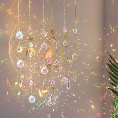 6Pieces Colorful Crystals Suncatcher Hanging Sun Catcher with Chain Pendant O…