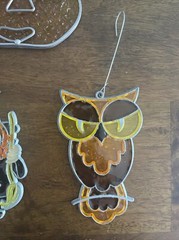Lot Of 5 Vintage Halloween Stained Glass Sun Catcher Witch Pumpkin Ghost Owl JOL