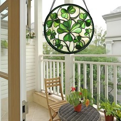 Stained Glass Clover Suncatcher – Green Irish Decor for St. Patrick’s Day, Garde