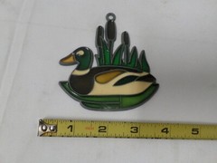 Vintage Stained Glass Type Suncatcher Duck Mallard 1980s Metal Plastic