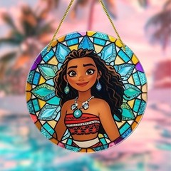 Moana Princess Ocean Waves Suncatcher, Disney Princess Stained Glass Decoration,