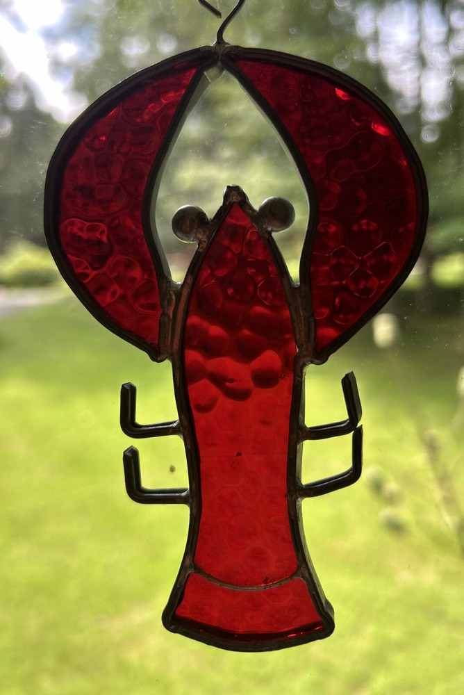 Lobster Stained Glass Suncatcher 5.25” Tall by 3” wide Vintage