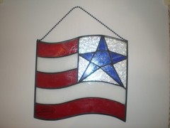 Stained Glass FLAG Stars Stripes Red White Blue Hanging SUNCATCHER 8×8 JULY 4th