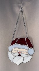 Handmade Leaded Stained Glass Santa Clause Suncatcher Vintage Christmas Decor