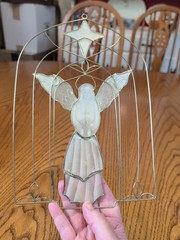 Vintage Capiz Suncatcher Shell Art Gold Wall Hanging Angel With North Star