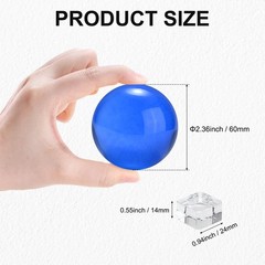60mm/2.4 Inch K5 Crystal Glass Ball with Stand Solid Crystal Ball [Blue]