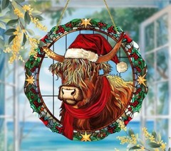 Highland Cow Lover LARGE 9in Suncatcher Plastic Present Birthday CHRISTMAS GIFT