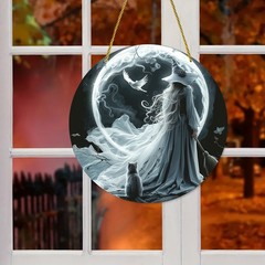 Acrylic Witch Moon Cat Hanging Ornament Halloween Decor Witchcraft Lover Gift