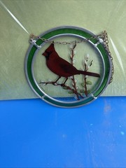 Vintage 1978 Cardinal Stained Glass Suncatcher Glassmasters No Chain