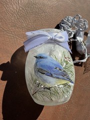 Stony Creek Blue Bird Decorative Glass Table Top Light Free Shipping