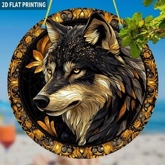 Dark Tone Ornamental Wolf Art Acrylic Suncatcher Household Window Wall Ornament
