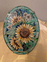 Amia Denver Sunflowers & Ladybug Stained Glass Window Suncatcher 9”x6.5”