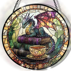 Dragon Decorative Stained Glass Sun Catcher – 7.87 Inch Bookshelf Decoration, St