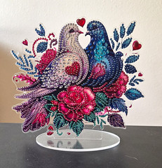 Multicolor Love Birds Rhinestone Tabletop Decor