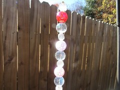 Handmade Suncatcher with Clear Crystals, Pink, Purple, & Red Glass Beads 19″