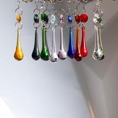 12pcs Raindrop Crystal Chandelier Prisms Parts, Colored 53mm Hanging Crystals…