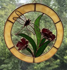VTG Gallery Inc Round Stained Glass Window Suncatcher Copper Edging Read Descrip