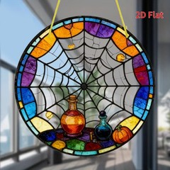 Halloween Spider Web Potion Pumpkin Acrylic Suncatcher Holiday Window Decoration