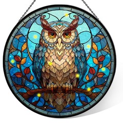 Owl Stained Glass Suncatcher, 7.9″ Window Decor for Home, Perfect Gifts