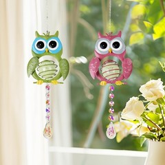 Garden Suncatcher, 2 Pack Hanging Owl Suncatchers with Rainbow Maker Crystal,…