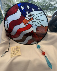 Regal Art & Gift Patriotic Bald Eagle American Flag Glass Suncatcher 1967