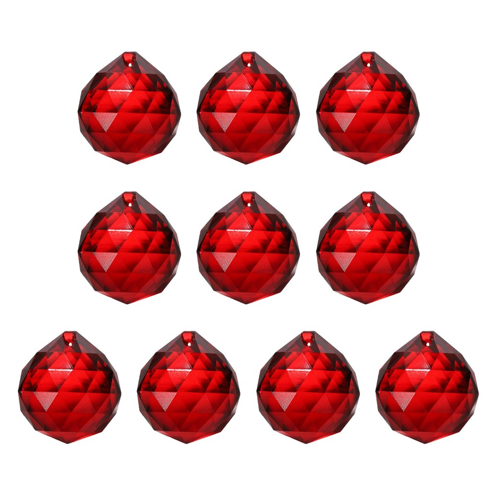 10 Pack 24mm / 0.94Inch Crystal Ball Prisms, Bright Red