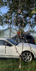 Glass, Pearl Crystal Spider Suncatcher Hanging Garden,Window Decor Ivory