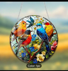 arylic bird and flower suncatcher