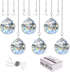 6 Pcs 30Mm Clear Crystal Ball Prism Sun Shine Catcher Rainbow Pendants Maker, Ha