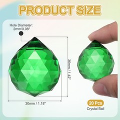 20 Pcs Green Crystal Ball Prism 1.2″ Decorative Ball Suncatcher Beads