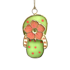 Leaded Stained Glass Flip-flop Suncatcher Sandal Crystals NWOT Teacher Gift