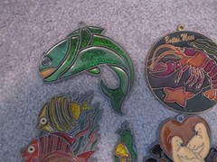Vtg Lot of 6 Sun Catchers Stained Glass Acrylic and Metal Fish, Birds, Travel