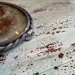 Suncatcher Beveled Oval Shape Leaded Glass Pressed Dried Flowers 7″ Vintage
