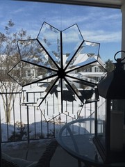 Vintage 12” Clear Stained Beveled Glass Star Snowflake Sun-catcher Hanging
