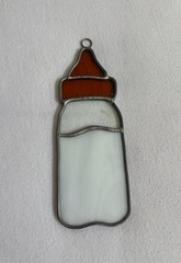 Vintage 90s Stained Glass Baby Bottle Sun Catcher Decoration Cute