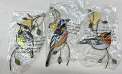 3pc lot Suncatcher Western Meadowlark Bird Window w/Hanger Studio M