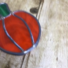 Set 3 Halloween Pumpkin Jack O Lantern Stained Glass Window Suncatchers 4.5-6″