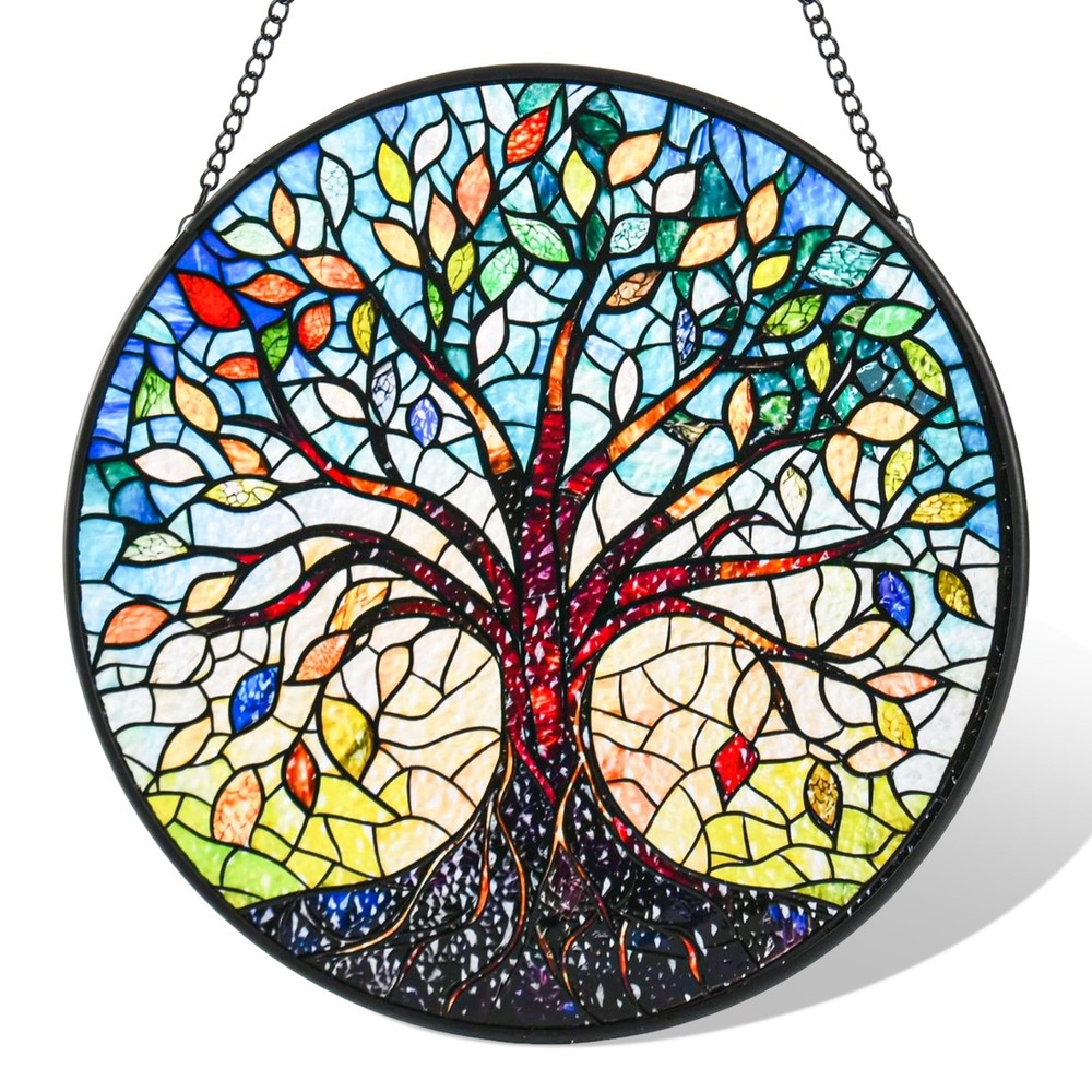 Colorful Tree of Life Stained Glass Suncatcher for Home, Garden, or Gifts