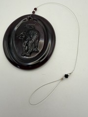 Purple Blenko? Style 4” Suncatcher. Walking Cat. W/ Beaded Hanging Wire NICE!