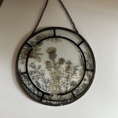 Floral Hand Printed 8″ Leaded Glass Window Sun Catcher
