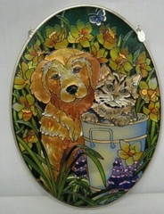 Amia Spring Friends Hand-Painted Glass Suncatcher 5-1/4″ X 7″ 7086