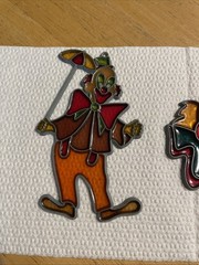 Pair Stained Glass Suncatcher Window Hanging Clowns Multi Colored