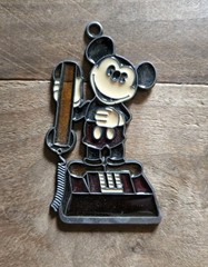 Vintage Stained Glass Metal Sun Catcher Suncatcher Mickey Mouse Telephone